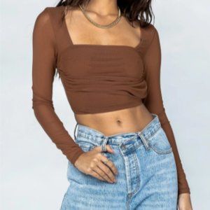 Princess Polly | Tristian Long Sleeve Top Brown | Size 2